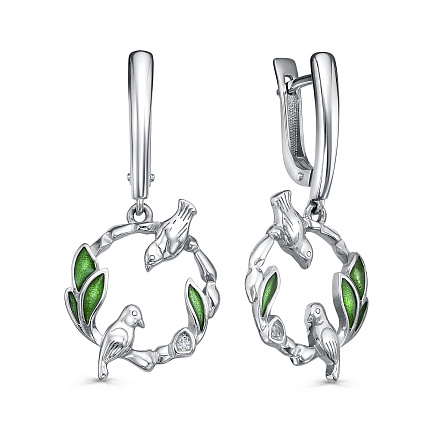 Серьги с английским замком из серебра с фианитами