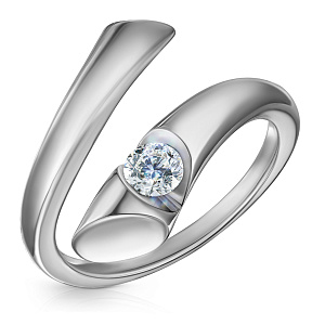 Кольцо из белого золота с бриллиантом