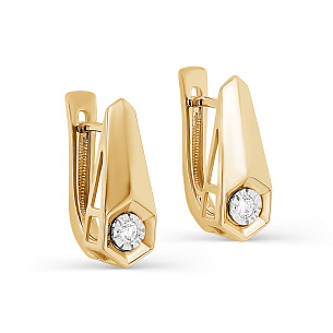 Серьги с английским замком из желтого золота