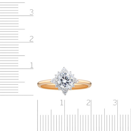 Кольцо из красного золота с фианитом