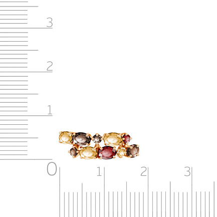 Кольцо из красного золота с гранатом, раухтопазом