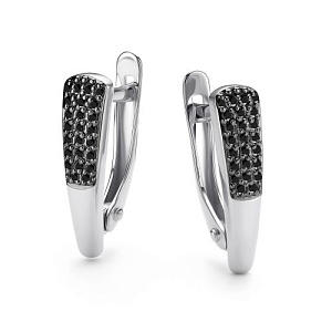 Серьги с английским замком из белого золота с бриллиантами