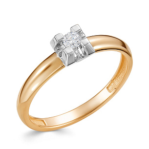 Кольцо из красного золота с бриллиантом