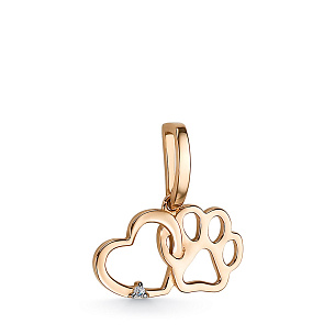 Подвеска из красного золота с бриллиантом