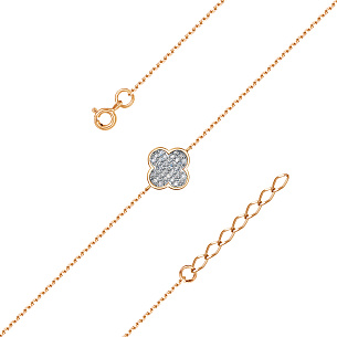 Браслет декоративный из серебра с фианитом