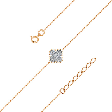 Браслет декоративный из серебра с фианитами