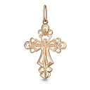 Крест из красного золота с фианитом