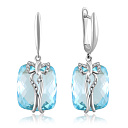 Серьги из белого золота с бриллиантами, топазом