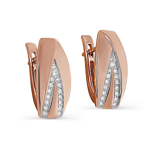 Серьги с английским замком из красного золота с бриллиантами