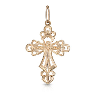 Крест из красного золота с фианитом