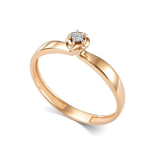 Кольцо из красного золота с бриллиантом