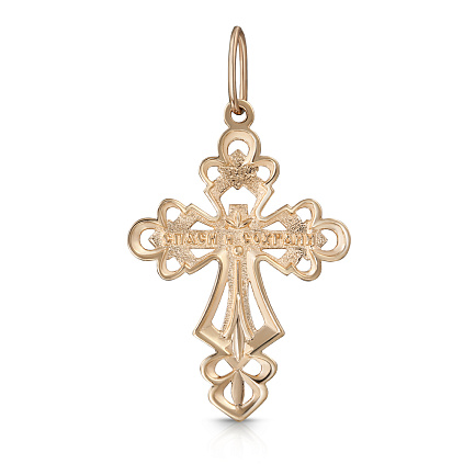 Крест из красного золота с фианитом