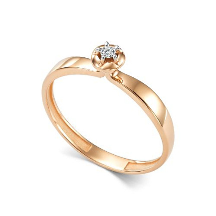 Кольцо из красного золота с бриллиантом