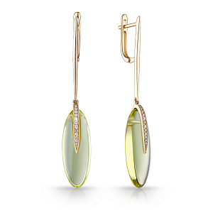 Серьги с английским замком из желтого золота с бриллиантами