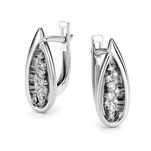 Серьги с английским замком из белого золота с бриллиантами