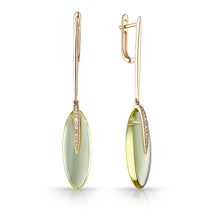 Серьги с английским замком из желтого золота с бриллиантами