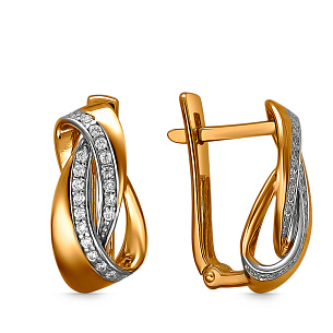 Серьги из красного золота с фианитом