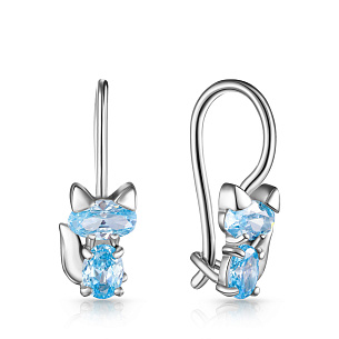 Серьги с французским замком из серебра с фианитом