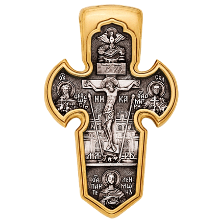 Крест из серебра с позолотой