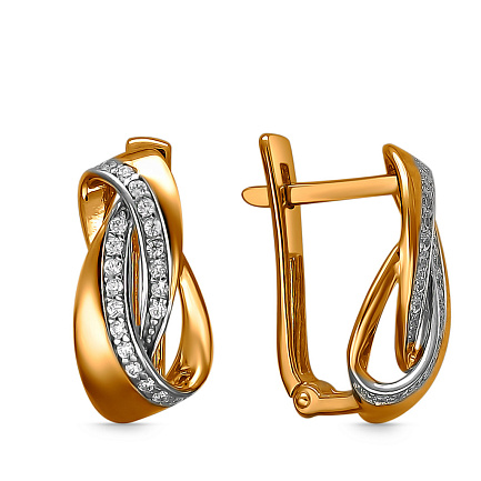 Серьги из красного золота с фианитом