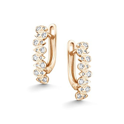 Серьги с английским замком из красного золота с бриллиантами