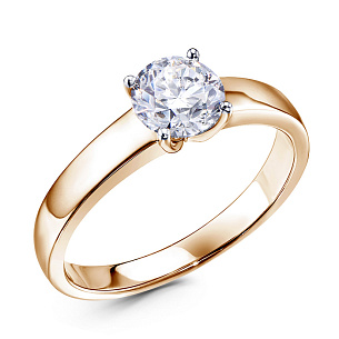 Кольцо из красного золота с бриллиантом