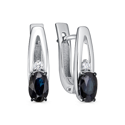 Серьги с английским замком из белого золота с бриллиантами