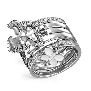 Кольцо из серебра с фианитами