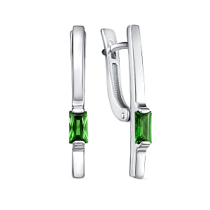 Серьги с английским замком из серебра с фианитами