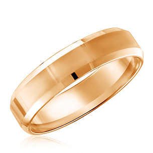 Кольцо обручальное гладкое из красного золота