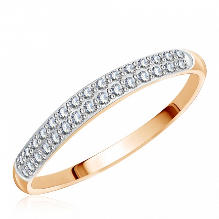 Кольцо из красного золота с фианитом