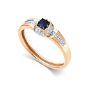 Кольцо из красного золота с бриллиантами, сапфиром