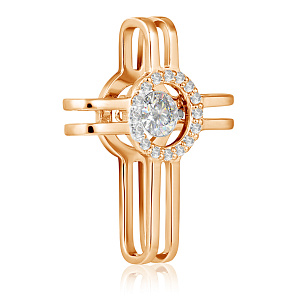 Крест декоративный из красного золота с бриллиантами