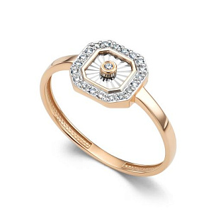 Кольцо из красного золота с бриллиантом