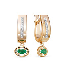 Серьги из красного золота с бриллиантами, изумрудом