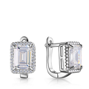 Серьги из серебра с фианитом