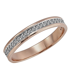 Кольцо обручальное из красного золота с бриллиантами