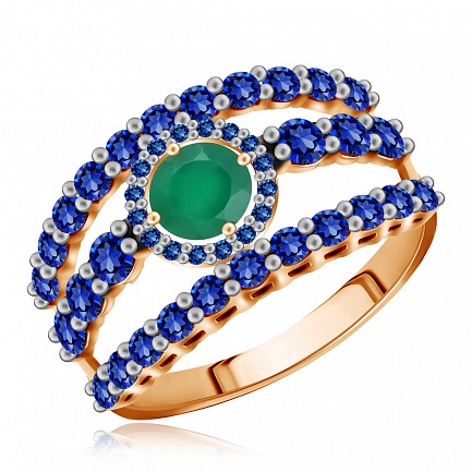 Кольцо из красного золота с агатом