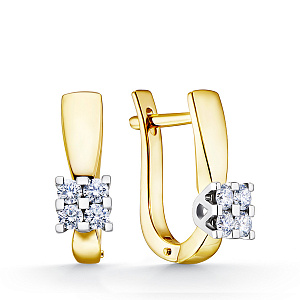 Серьги из желтого золота с бриллиантами