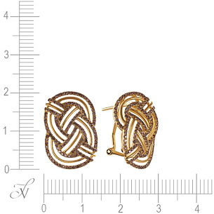 Серьги из желтого золота с бриллиантом