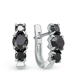 Серьги с английским замком из белого золота с бриллиантами