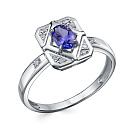 Кольцо из белого золота с бриллиантами, танзанитом