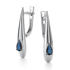 Серьги с английским замком из белого золота с сапфирами