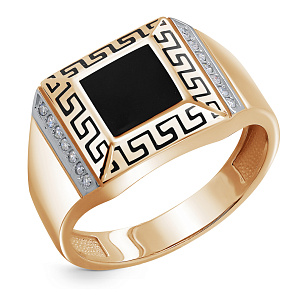 Печатка из красного золота с бриллиантом