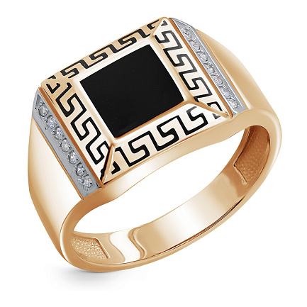 Печатка из красного золота с бриллиантами