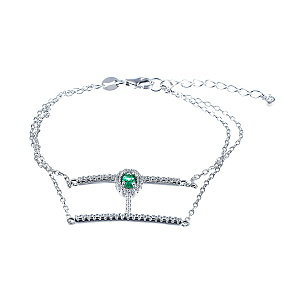 Браслет декоративный из серебра с фианитом