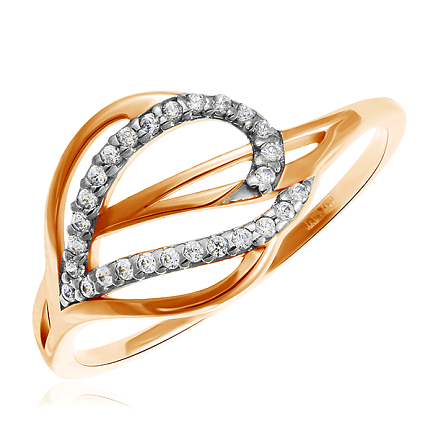 Кольцо из красного золота с фианитом