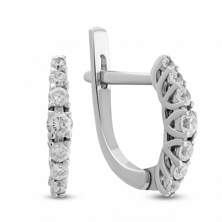 Серьги с английским замком из белого золота с бриллиантами