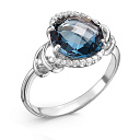 Кольцо из белого золота с бриллиантами, топазом