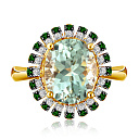 Кольцо из желтого золота с бриллиантами, аметистом